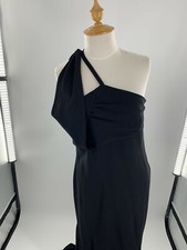 CHANEL BOUTIQUE Vintage 98A Asymmetrical black long maxi dress sz 42 Authentic