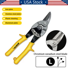 Left Cut Aviation Tin Snips Metal Cutter Steel Compound Cutting w/ Hang Hole