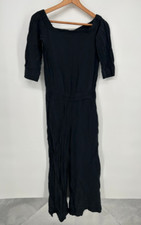 Theory Jumpsuit Womens 2 Black Silk Faley Mosaic One Piece Cropped Leg