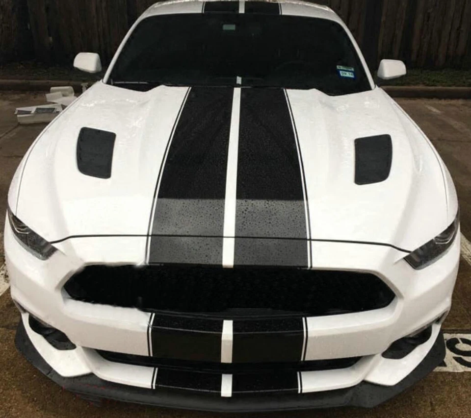 Racing Stripes Car Sticker Decal For Ford Mustang Honda Civic Bonnet Roof Rear - Imagem 4 de 4