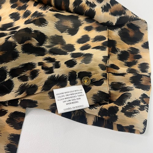 Charter Club Womens Tunic Top Size 3X Sheer Brown Leopard Button 3/4 Sleeve - Picture 10 of 10
