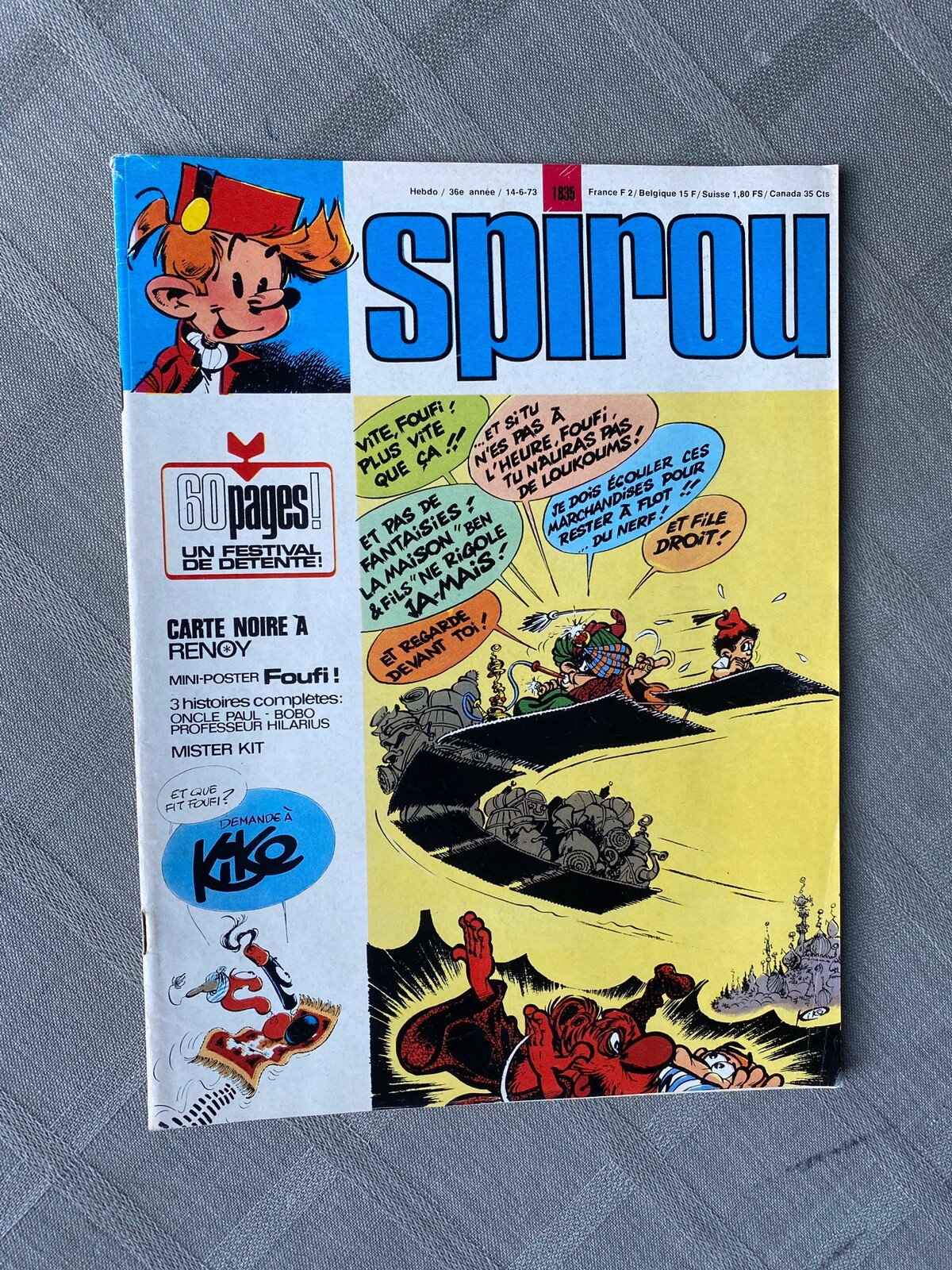 Spirou Weekly No. 1835 Good Condition Complete File Relaxation + Mini Poster