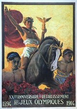 Original 1914, 20th Anniversary of the Modern Olympics Poster - Scarce