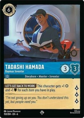 x1 Tadashi Hamada - Baymax Inventor - 153/204 - Super Rare Lorcana Azurite Sea M