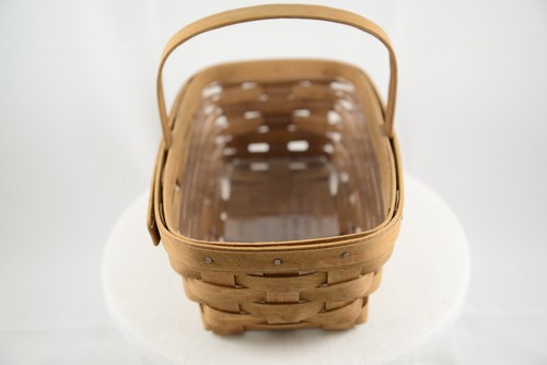Genuine Longaberger Medium Fixed Handle Handwoven Basket w/Liner - Picture 4 of 13