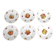 6 plates SELTMANN WEIDEN BAVARIA DESSERT "FRUIT  NUT" GERMANY 7 1/2"