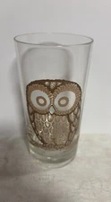 MCM Vintage Georges Briard Brown/Gold Highball Owl Glass