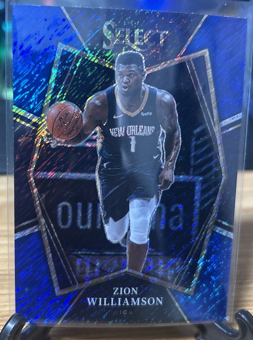 Zion Williamson 2021-22 Panini Select #191 Premier Level Blue Shimmer Prizm