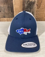 North Carolina NC State Flag Embroidered Fish Adjustable Snapback Hat Cap