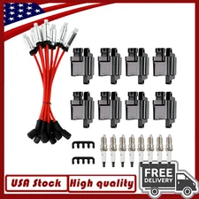 8 Ignition Coils +8 Spark Plugs+8 Wires For Chevy GMC 4.8L 5.3L 6.0L 8.1L UF271