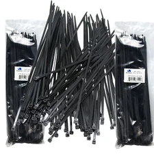 200 12" Cable Ties BLACK 300mm Long 4.8mm Wide 52# Strong Industrial Wire Ziptie