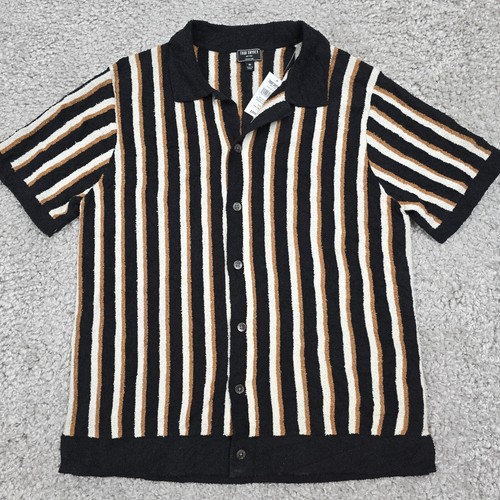 Todd Snyder Sweater Mens Medium Boucle Full Placket Verticle Stripe Button Shirt