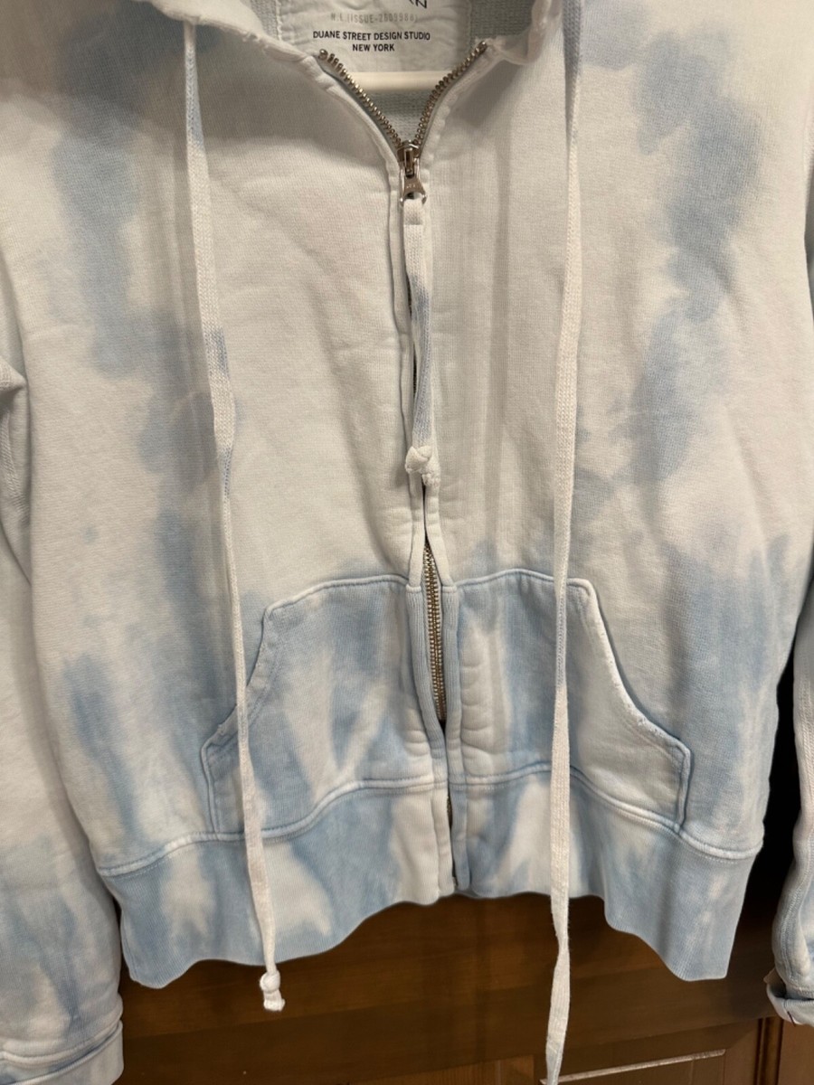Nili Lotan size XS Callie Zip Up Hoodie Sky Blue Tie Dye Nili Lotan size XS Callie Zip Up Hoodie Sky Blue Tie Dye