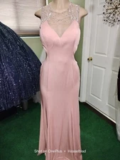 2024 PROM MERMAID BEADED BACK DUSTY PINK FORMAL RED CARPET EVENING 