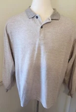 Fieldmaster Men's Long Sleeve L/S Tan Beige XL Polo Shirt  Field Master Stripe