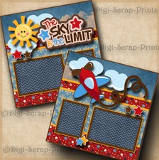 THE SKY IS THE LIMIT 2 premade scrapbook pages for album layout BOY  digiscrap