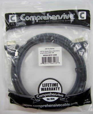 NEW! Comprehensive Microflex Pro AV/IT Vga Hd15 Plug To Plug Cable 12ft