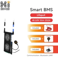 LiFePo4 Battery Smart BMS 4S 12V 100A-250A Common Port with Balance Bluetooth BT