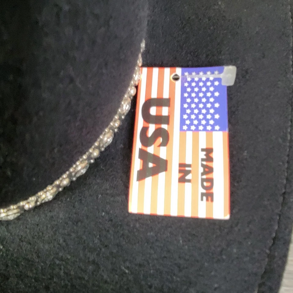 Nuevo sombrero para mujer Rodeo King talla grande L negro terciopelo estrás cinturón vaquera EE. UU. Foto 4 de 4