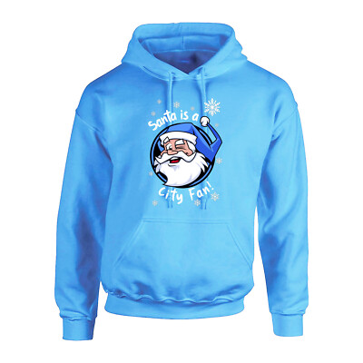 Santa is a City Fan! Mens Womens Christmas Hoodie Fanmade Manchester  UK