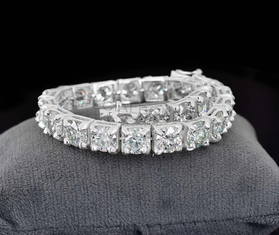 RARO 40 quilates Certificado 8 mm Diamante Blanco Hombres Tenis Brazalete-8 Pulgadas-Sin Tarifas Foto 2 de 4