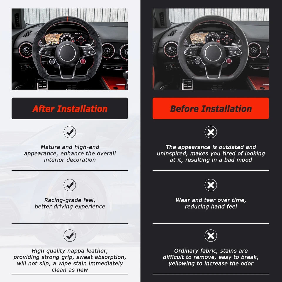 Volante de fibra de carbono real para Audi TT y TTRS y R8 16-23 Foto 4 de 4