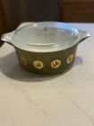 Vintage 1961 PYREX Zodiac 475-B AvocadoGreen Casserole Dish With Lid 2.5Qt