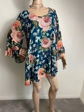 show me your mumu dress M Green teal floral pink yellow mini long sheer sleeves
