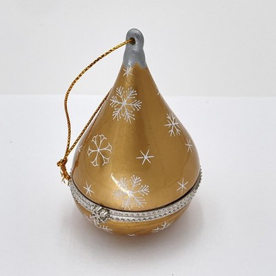 10K Gold Schneeflocke Anhänger zweifarbige Akzente filigran Charm mit Ornament Geschenkbox