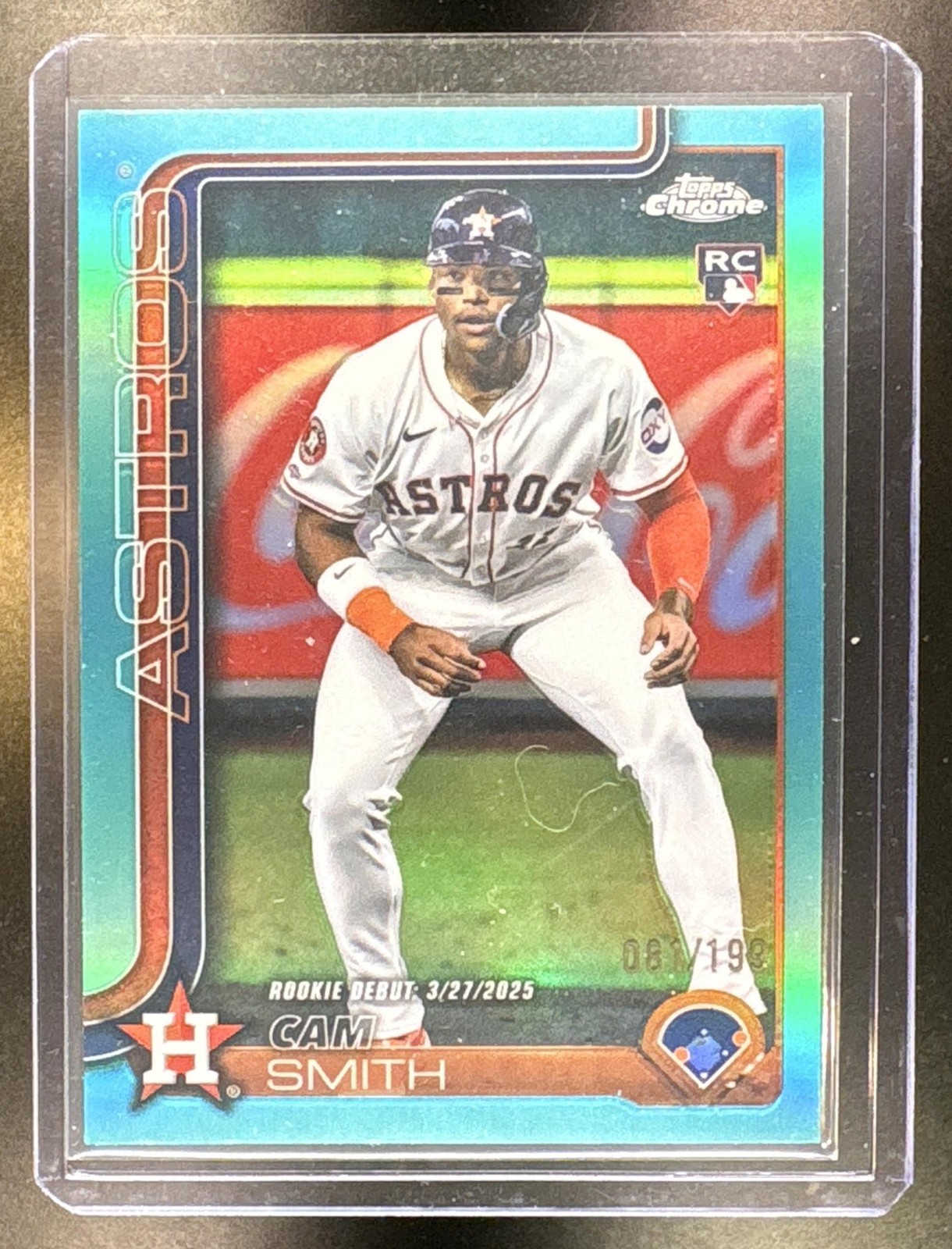 2025 Topps Chrome Update Cam Smith #USC19 Aqua Refractor /199 RC Astros