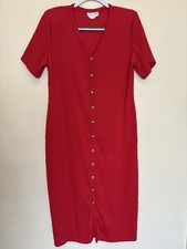 Vintage 90s Y2K Jillian Column Midi Dress Sz 12 Ribbed Whimsigoth Corporate USA