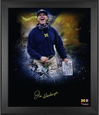 Jim Harbaugh Michigan Wolverines Framed Signed 20'' x 24'' In Focus Photograph