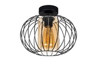 Deckenleuchte E27 Rund Schwarz Honig Metall Ø25 Cm Retro Deckenlampe Wohnzimmer