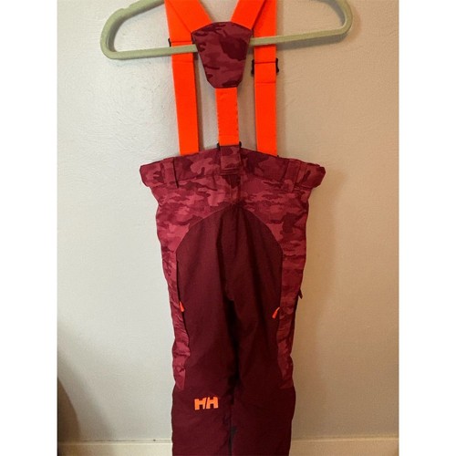Helly Hansen Kids Snow Bib Red Camo Size 10 Waterproof Ski Pants - Picture 5 of 8