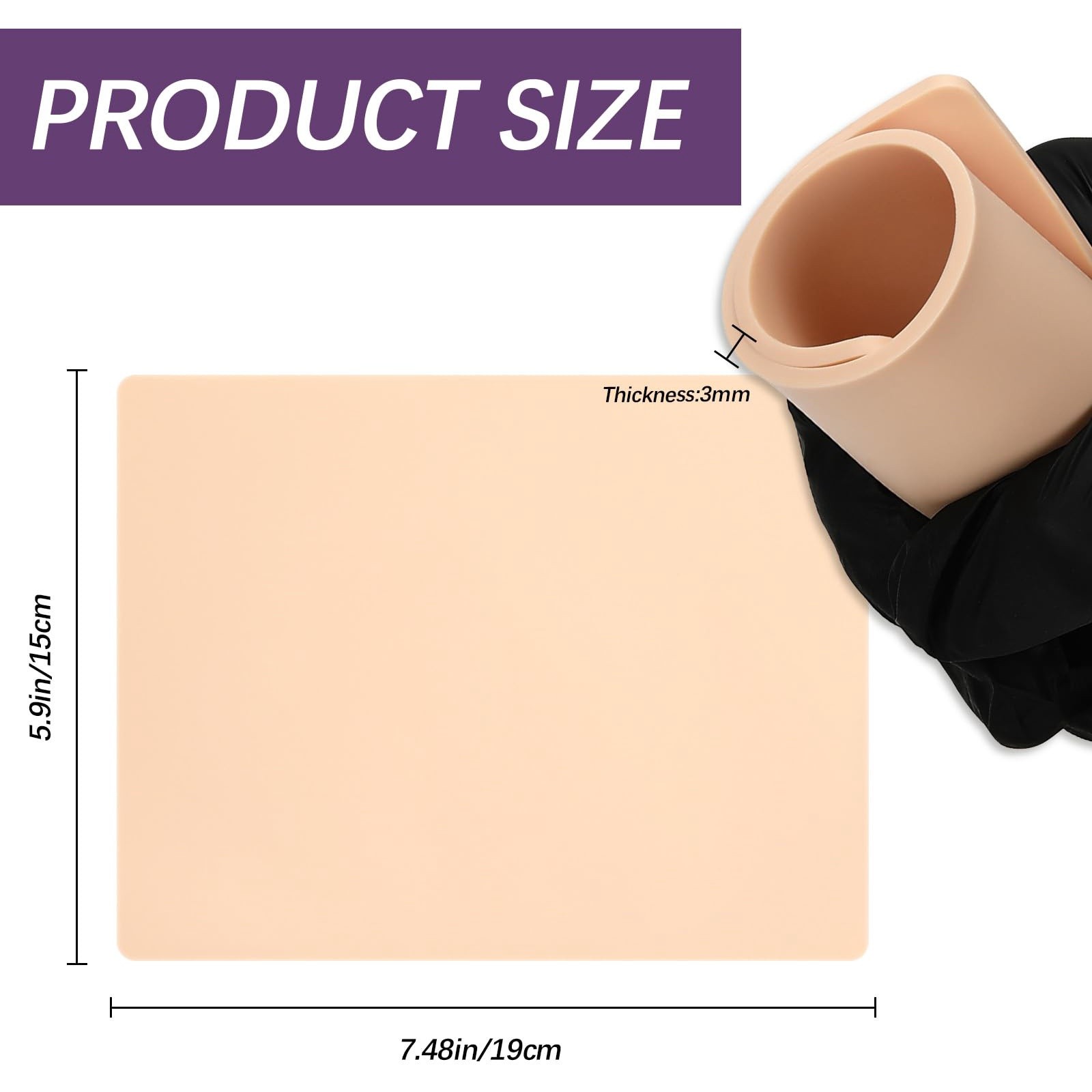 VelvetAura 3mm Blank Tattoo Practice Skin 3Pcs - second product detail image