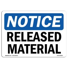OSHA Notice Sign - Released Material | Rigid Plastic Sign | Protect Your Busi...