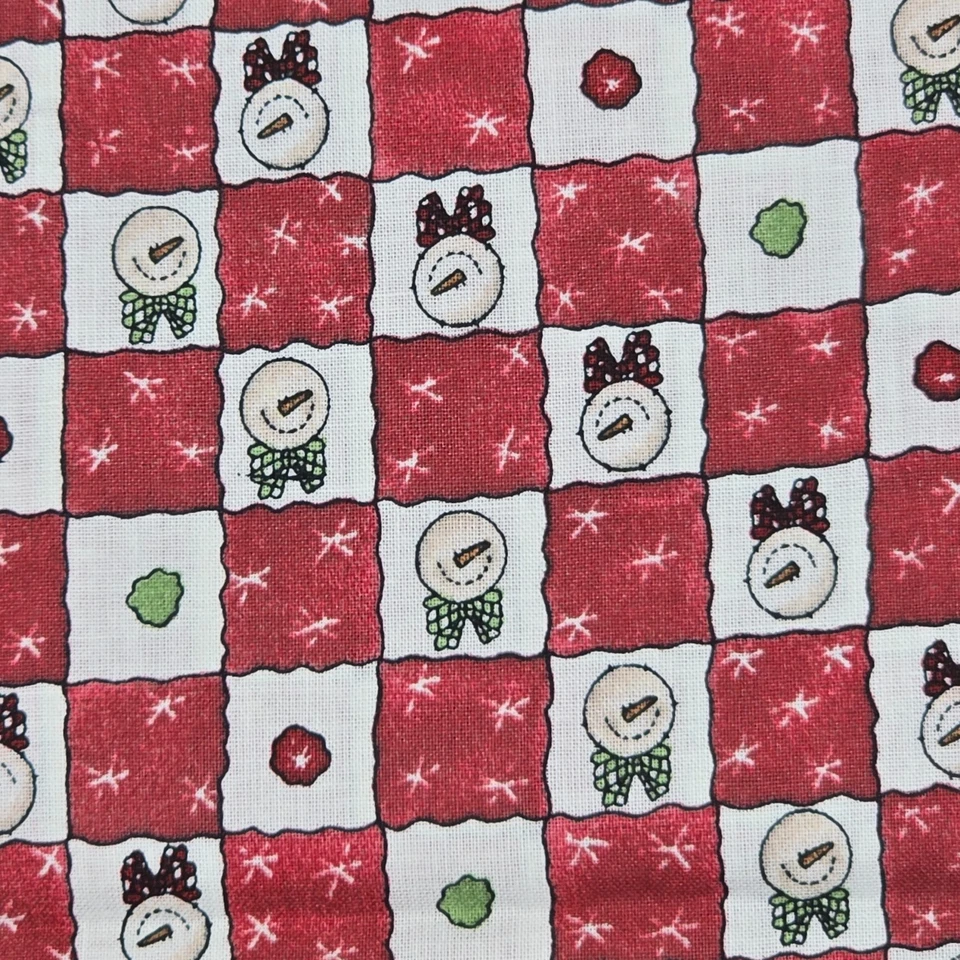 Cotton Fabric 35"x44" 2007 Linda Stubbs Snowman Patchwork All Hearts Christmas - Image 4 of 4