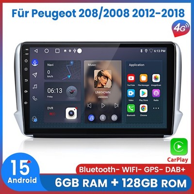 Für Peugeot 208/2008 2012-2018 Carplay Android15 Autoradio GPS Navi BT DAB+ 128G
