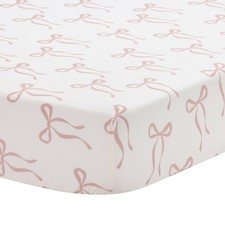 Lambs Ivy Coco Pink Bows Breathable 100 Cotton Fitted Crib/Toddler Sheet