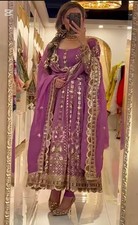 New Collection Heavy Chinnon Silk Anarkali Suit With Dupatta For Women  Girls