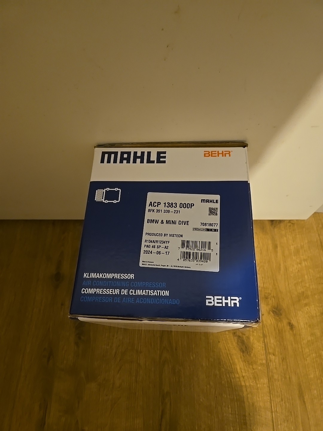 Compresseur A/C ACP 1383000P MAHLE en aluminium haute précision