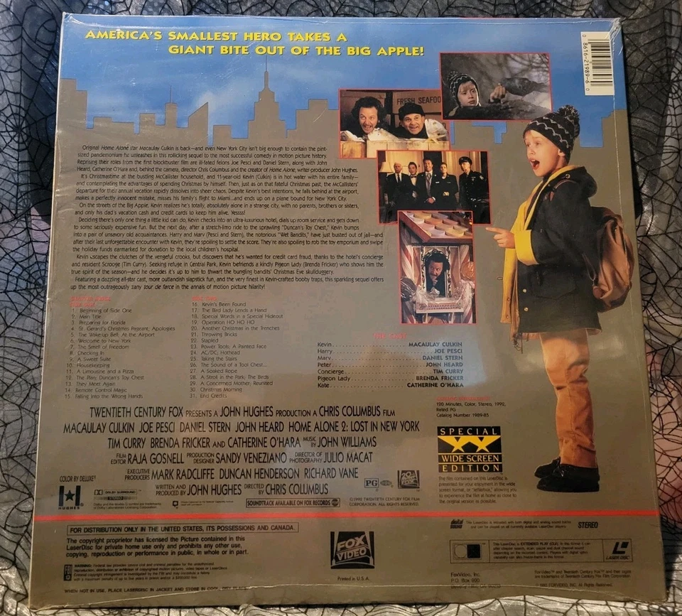 Home Alone 2 Lost in New York Laserdisc 1993 Widescreen Christmas SEALED - Image 2 of 2