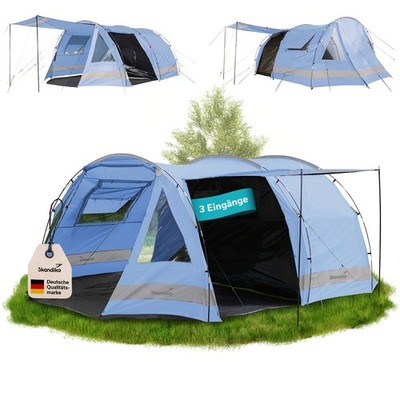 Skandika Kambo 6 Personen Familienzelt Campingzelt Tunnel Moskitonetze blau Neu