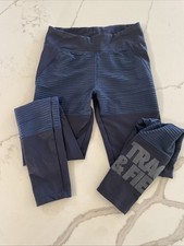 Women  s Size Small Running Leggings with Track and Field Logo Navy Blue