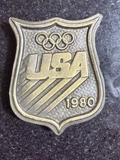Olympic Belt Buckle Team USA 1980 Bergamot Brass Works Sports Collectible VTG