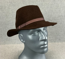 Lite Felt 100 Wool Fedora Hat Packable M Brown Made USA Water Repellent Travel