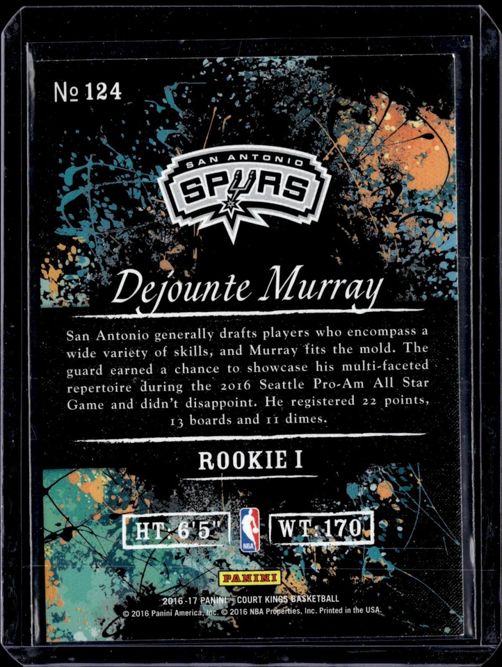 Dejounte Murray 2016-17 Panini Court Kings #124 San Antonio Spurs - Image 2 of 2