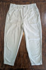 Madewell Curvy Griff Tapered Fatigue 29 Pants Olive Green Cotton Cropped Militar