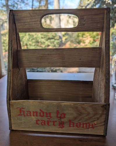 VINTAGE Wood Coca-Cola War-Time Carrier, "Handy to Carry Home", 1940s Tote