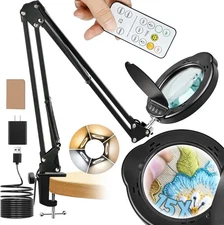15x Magnifying Lamp with Remote & Dust Black Glass Light 